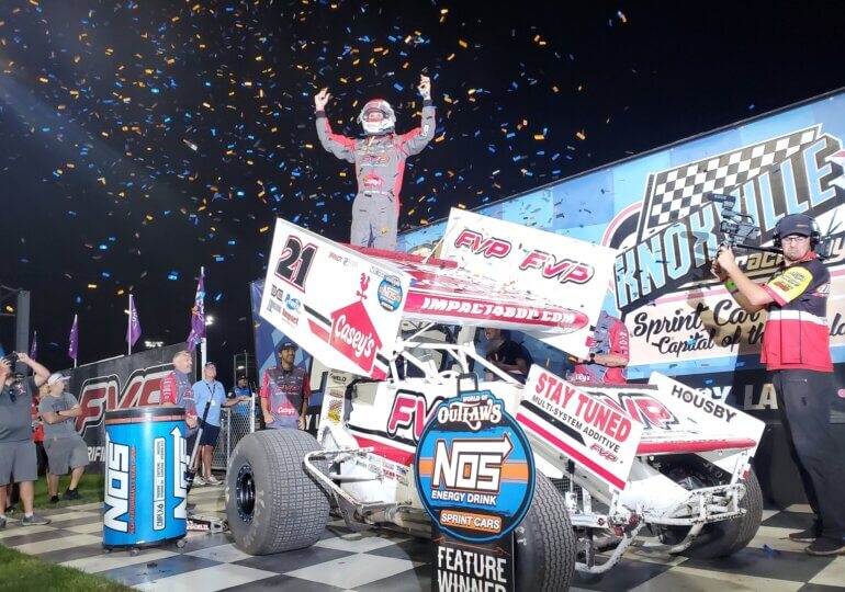 Brian Brown stays ahead of Larson to win Thursday Night at Nationals