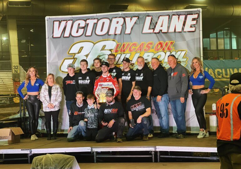Tanner Carrick locks into Chili Bowl Nationals, flips after finish