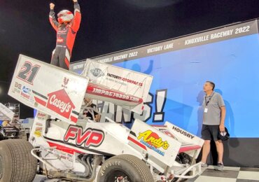 Brian Brown takes win at Knoxville after late restart over Emerson Axsom