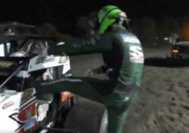 WATCH: CJ Leary drop-kicks Robert Ballou after on-track accident in USAC show