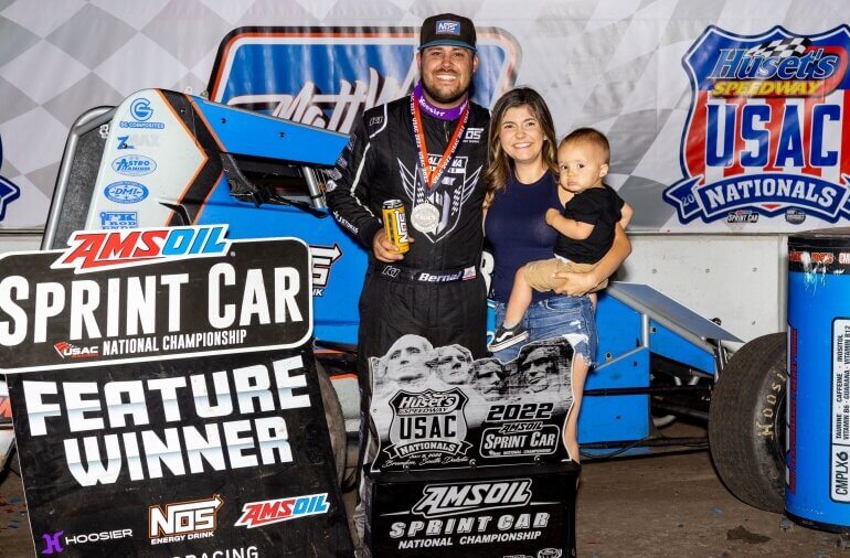 Ryan Bernal wins first career USAC non-wing race at Huset's