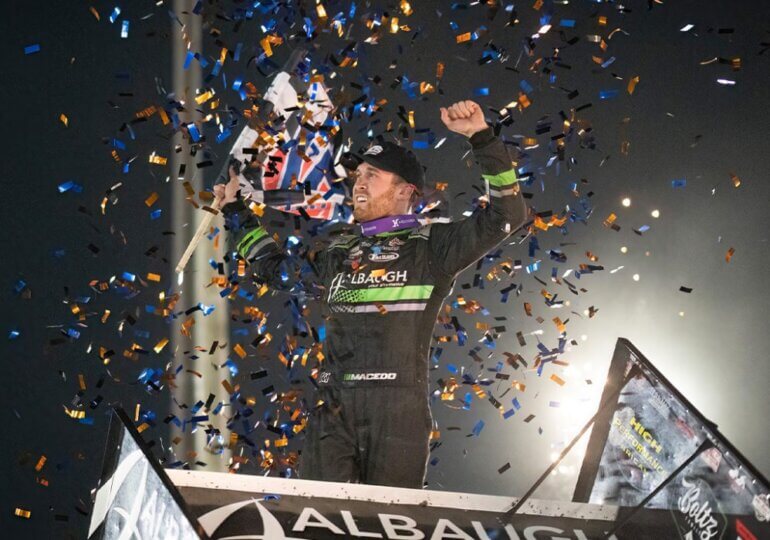 Carson Macedo makes triumphant return to World of Outlaws victory lane at Badger 40